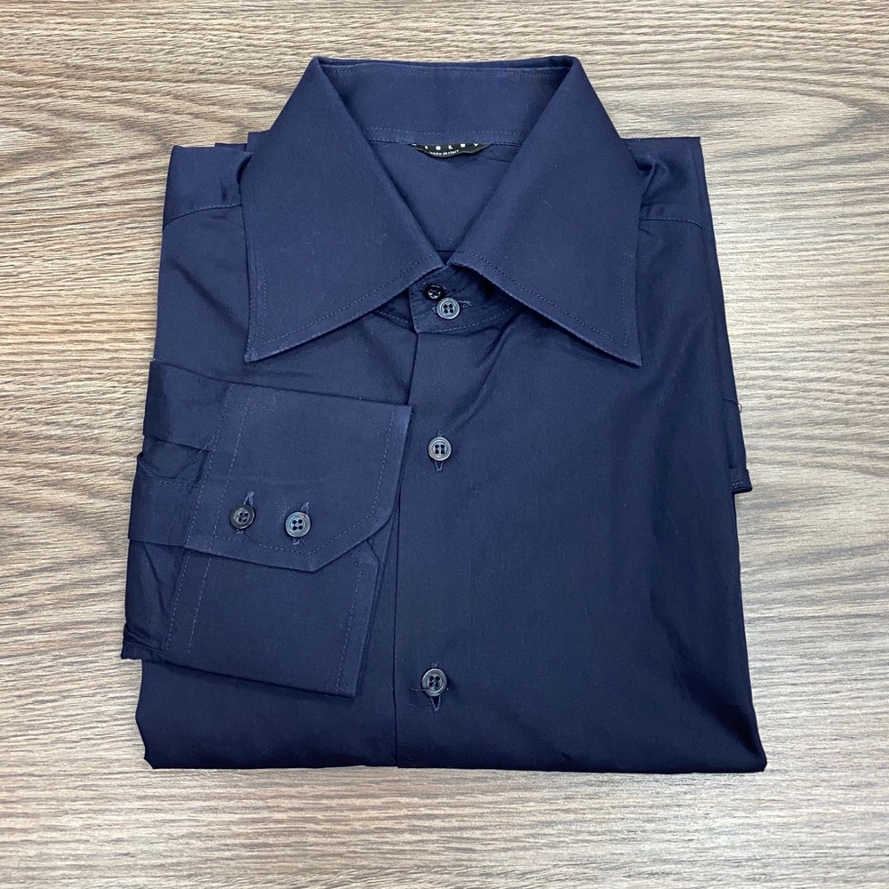 Sisley Solid Navy Blue Slim Fit Shirt size XL